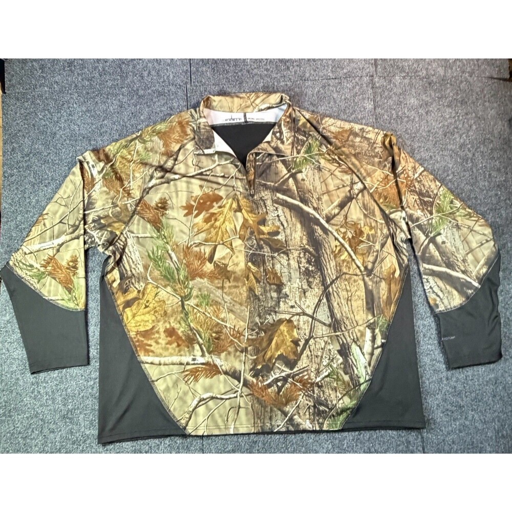 Habit Mens 1/4 Zip Camo Hunting Shirt Size XXL Realtree AP Camouflage Pullover